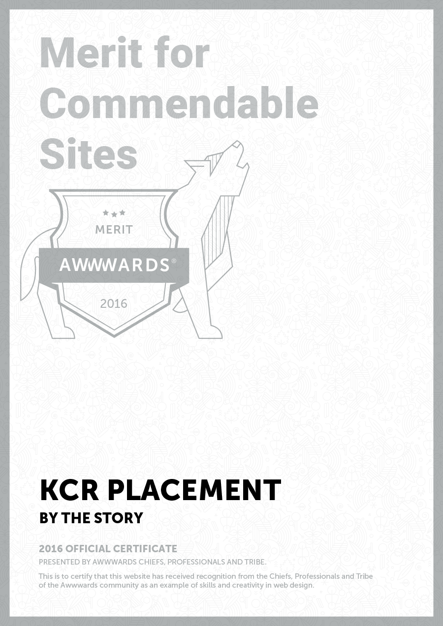 Awwwards für die KCR Placement Website