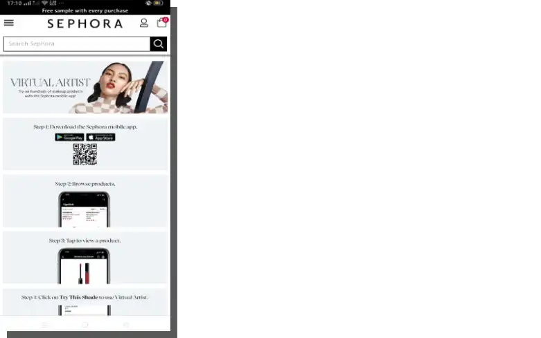 Mobile Schnittstelle E-Commerce - Sephora