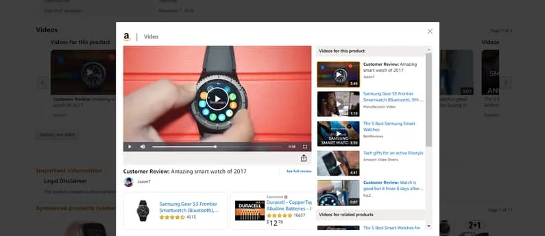 Ein Video auf einer Produktseite bei Amazon