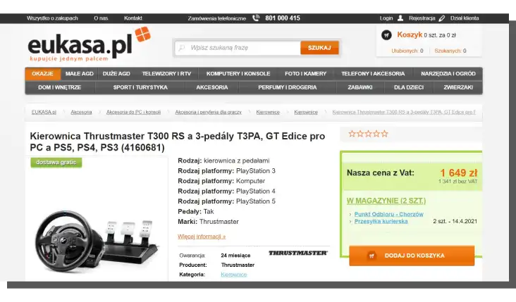 Produktseite im E-Commerce - Eukasa.pl