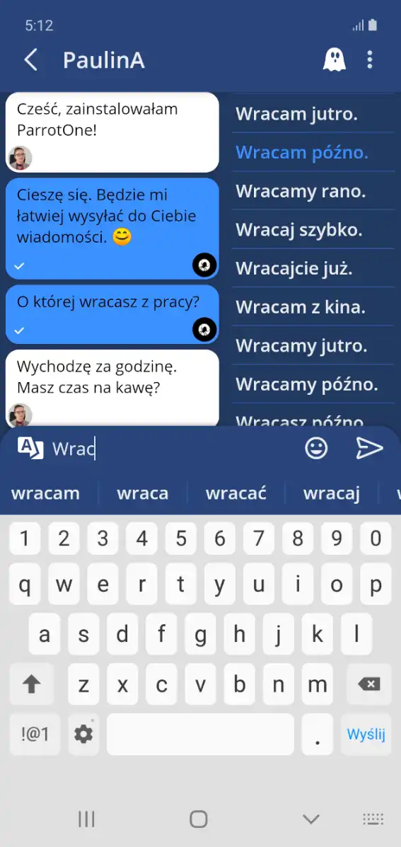 ParrotOne Anruffenster. ParrotOne Mobile App