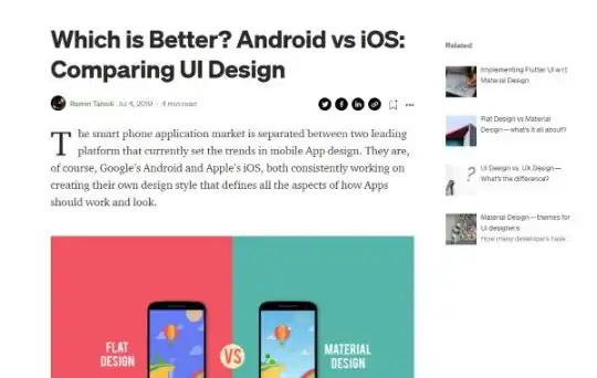 Ein Artikel auf Medium.com - Which is Better? Android vs. iOS: Comparing UI Design