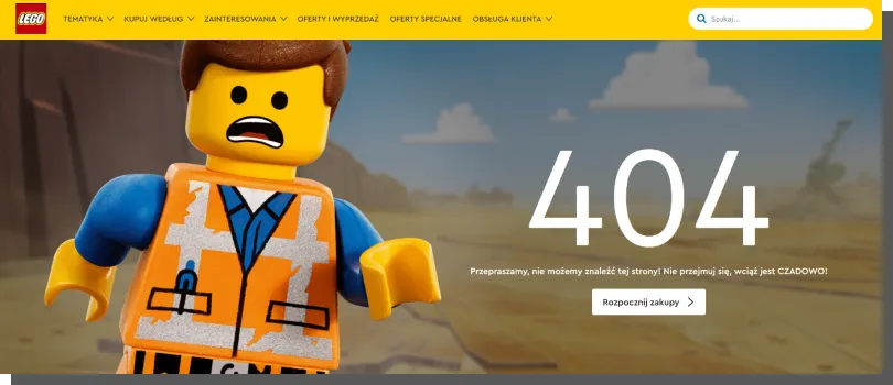 Design der Fehlerseite von Lego