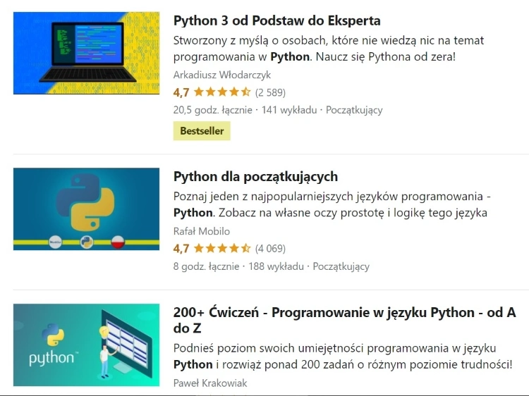 Eine Liste von Python-Kursen