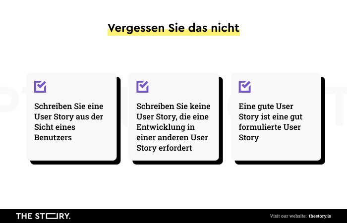 Eine Illustration, wie man eine User Story schreibt.