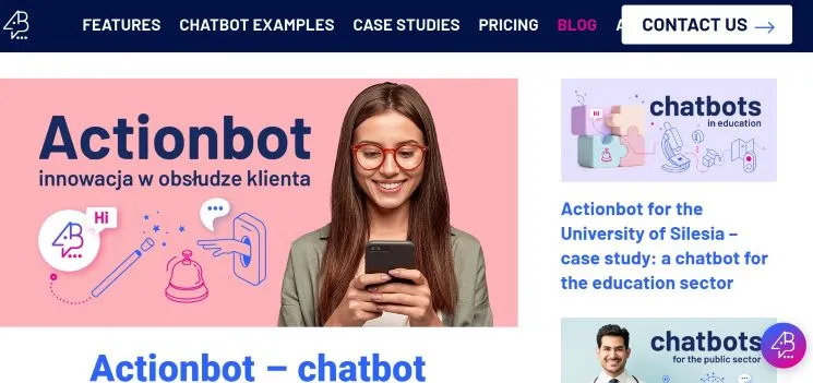 Website for Actionbot (chatbot)