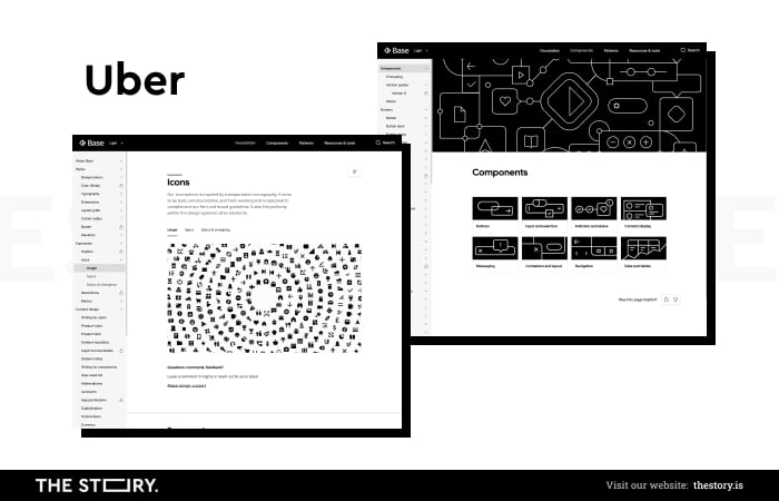 Screenshots from the Base Design System website