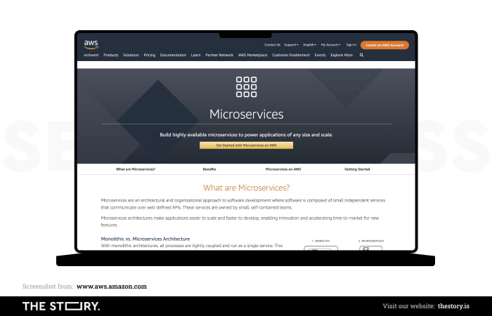 Screenshot of microservices on aws.amazon.com