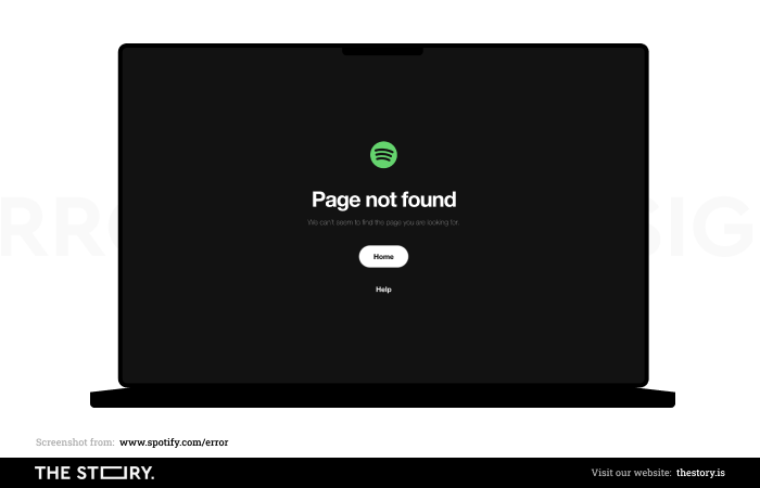 A screenshot of an error page on Spotify