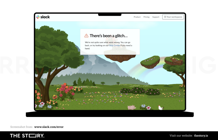 A screenshot of an error page on Slack