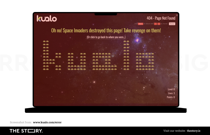 A screenshot of an error page on kualo.com