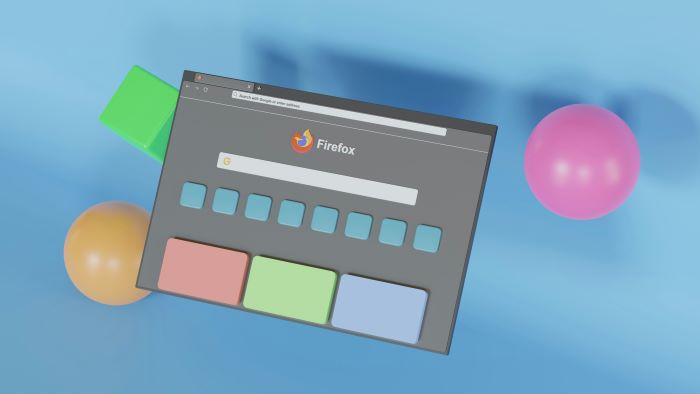 A 3D graphic with Firefox browser visualization