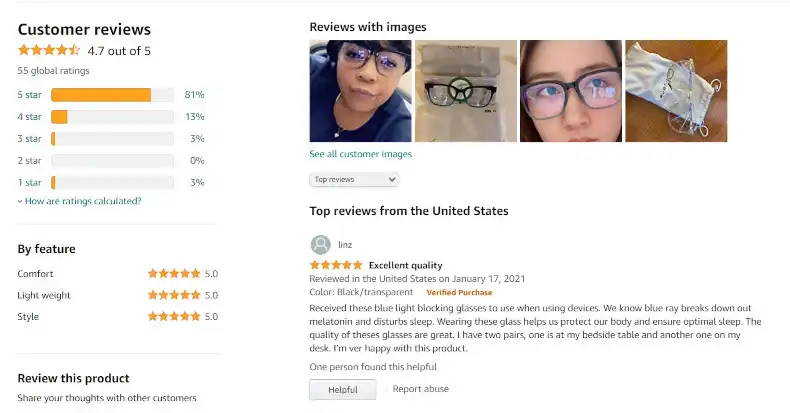 rating system Amazon - opinie w sklepie internetowym