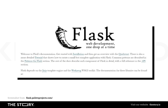 Zrzut ekranu ze strony frameworku Flask